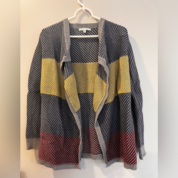 CAbi  color block open front blanket knit sweater size XS striped cardigan - Picture 2 of 4